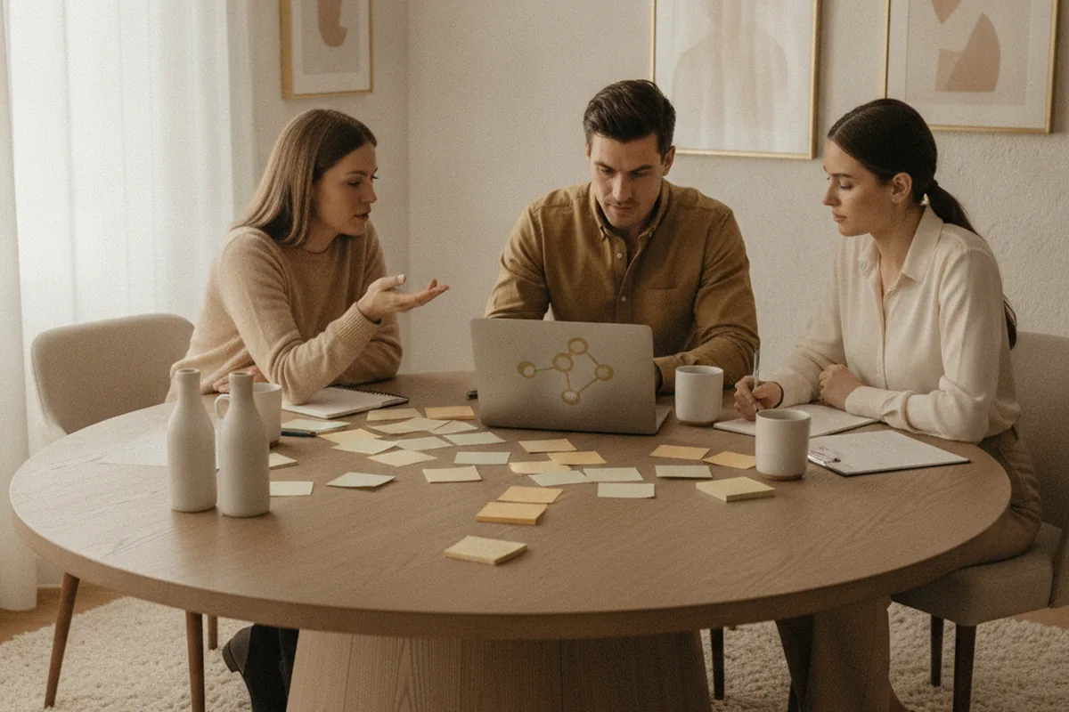 Team discussing AI use cases during corporate training